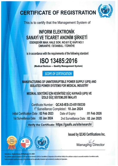 ISO 13485 - TIBBİ CİHAZLAR KALİTE YÖNETİM SİSTEMİ